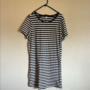 Striped Navy and White T-Shirt Dress